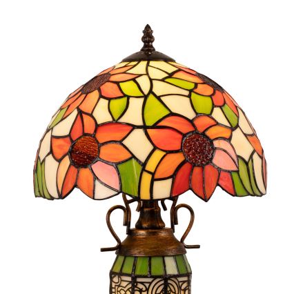 BRILAGI - lampe de table Tiffany en vitrail SUNFLOWER 1xE27/60W/230V + 1xE14/40W