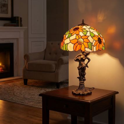 Brilagi - lampe de table Tiffany en vitrail SUNFLOWER 1xE27/60W/230V