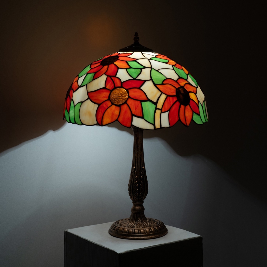 Brilagi - Lampe de table Tiffany en vitrail SUNFLOWER 2xE27/60W/230V