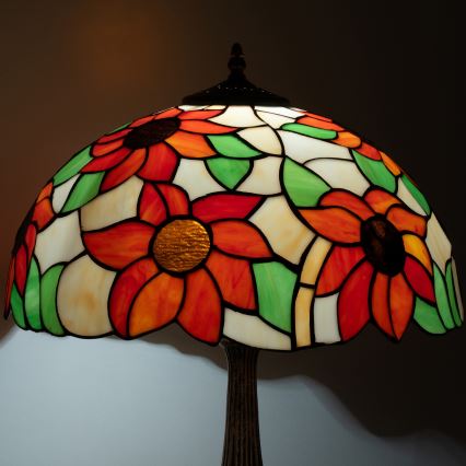 Brilagi - Lampe de table Tiffany en vitrail SUNFLOWER 2xE27/60W/230V