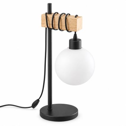 BRILAGI - Lampe de table WOOD GLASS 1xE27/40W/230V marron/noir/blanc