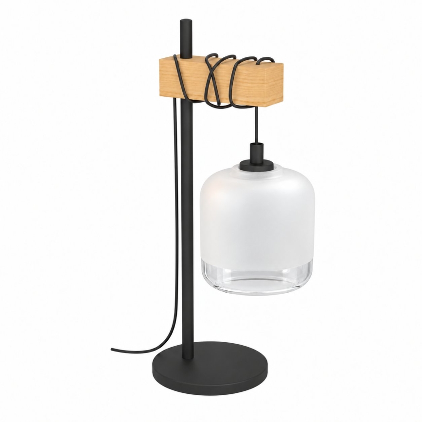 BRILAGI - Lampe de table WOOD GLASS 1xE27/40W/230V marron/noir/blanc