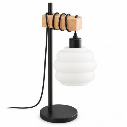 BRILAGI - Lampe de table WOOD GLASS 1xE27/40W/230V marron/noir/blanc