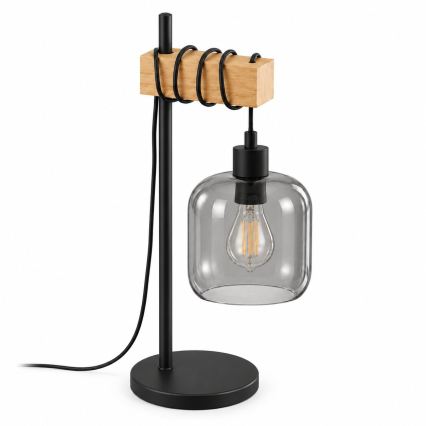 BRILAGI - Lampe de table WOOD GLASS 1xE27/40W/230V marron/noir/gris fumé