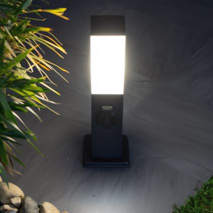 Brilagi - Lampe d'extérieur avec 2 prises SCHUKO NOVA 1xE27/15W/230V 40 cm IP44 noire