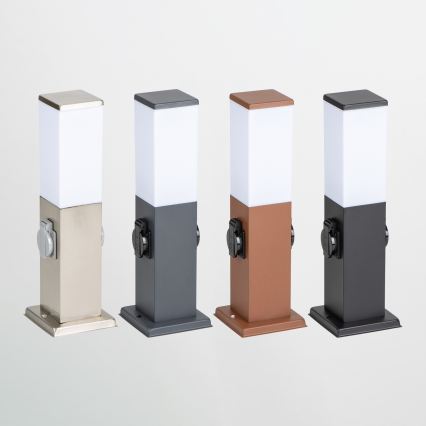 Brilagi - Lampe d'extérieur avec 2 prises SCHUKO NOVA 1xE27/15W/230V 40 cm IP44 noire