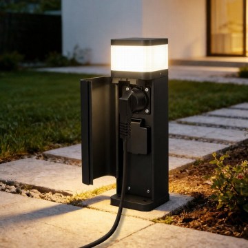 BRILAGI - Lampe d'extérieur à 2 prises SCHUKO PILLAR 1xG9/11W/230V IP44 noire