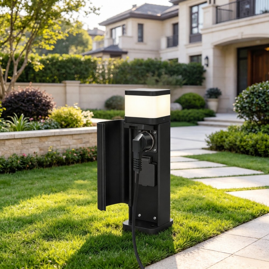 BRILAGI - Lampe d'extérieur à 2 prises SCHUKO PILLAR 1xG9/11W/230V IP44 noire