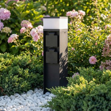 Brilagi - Lampe d'extérieur avec 2 prises SCHUKO, 1x douille G9/11W/230V, IP44, noire