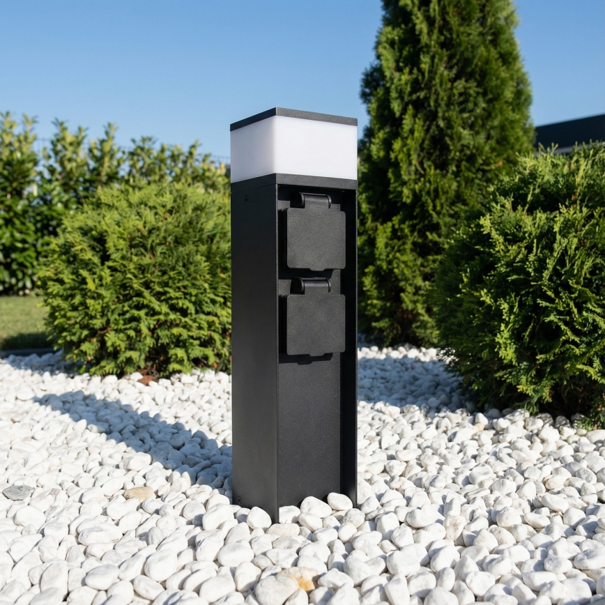 Brilagi - Lampe d'extérieur avec 2 prises SCHUKO, 1x douille G9/11W/230V, IP44, noire