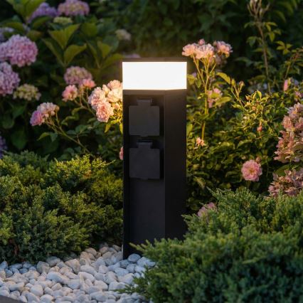 Brilagi - Lampe d'extérieur avec 2 prises SCHUKO, 1x douille G9/11W/230V, IP44, noire