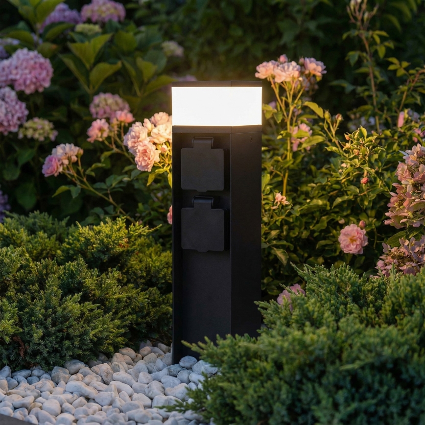 Brilagi - Lampe d'extérieur avec 2 prises SCHUKO, 1x douille G9/11W/230V, IP44, noire