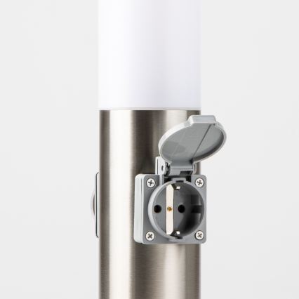 Brilagi - Lampe d'extérieur NOVA avec 2 prises SCHUKO, 1xE27/15W/230V, 40 cm, IP44, chrome mat