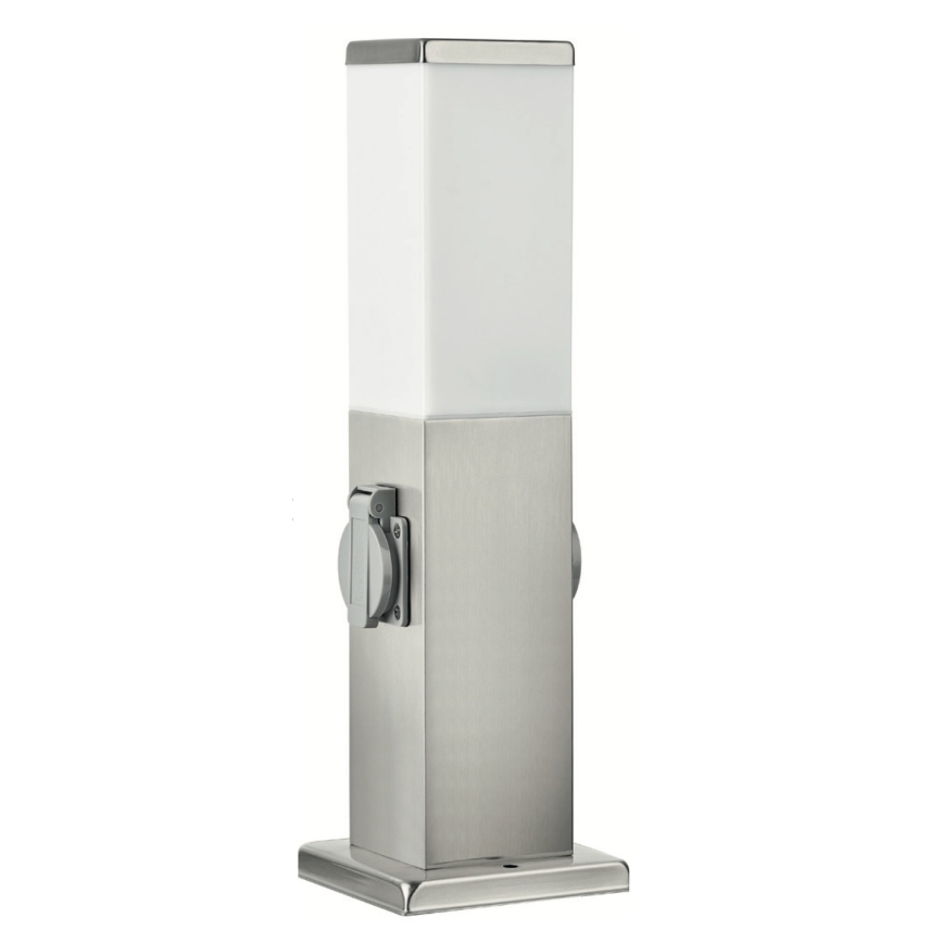 Brilagi - Lampe d'extérieur avec 2 prises SCHUKO NOVA 1xE27/15W/230V 40 cm IP44 chrome mat