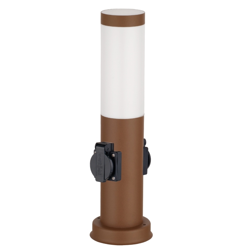 Brilagi - Lampe d'extérieur NOVA avec 2 prises SCHUKO intégrées, 1xE27/15W/230V, 40 cm, IP44, marron
