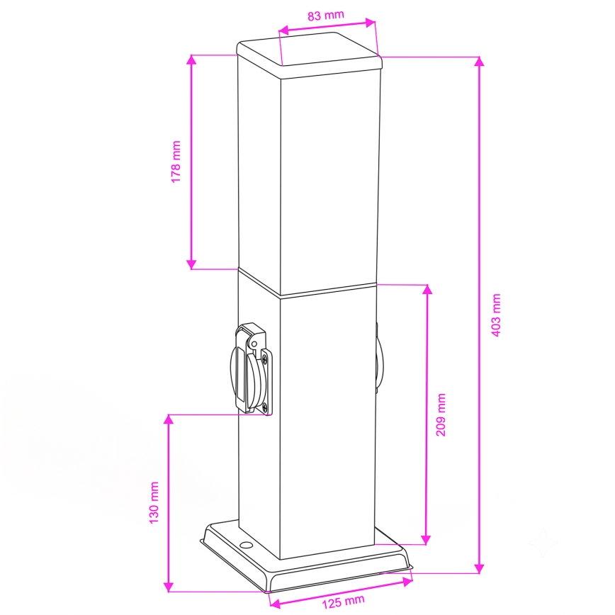 Brilagi - Lampe d'extérieur NOVA avec 2 prises SCHUKO, 1xE27/15W/230V, 40 cm, IP44, marron