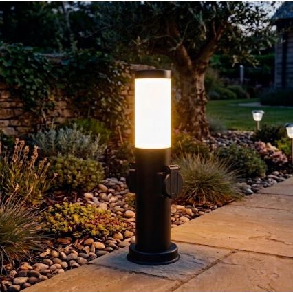 Brilagi - Lampe d'extérieur avec 2 prises SCHUKO NOVA 1xE27/15 W/230 V 40 cm IP44 noire