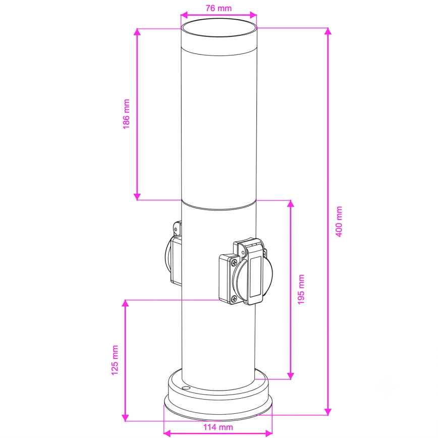 Brilagi - Lampe d'extérieur avec 2 prises SCHUKO NOVA 1xE27/15 W/230 V 40 cm IP44 noire