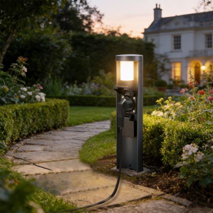Brilagi - Lampe d'extérieur avec 2 prises SCHUKO PILLAR 1xG9/11W/230V IP44 anthracite