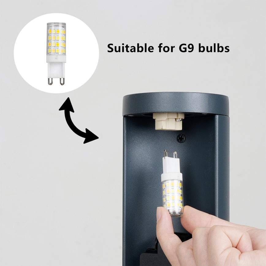 Brilagi - Lampe d'extérieur avec 2 prises SCHUKO PILLAR 1xG9/11W/230V IP44 anthracite