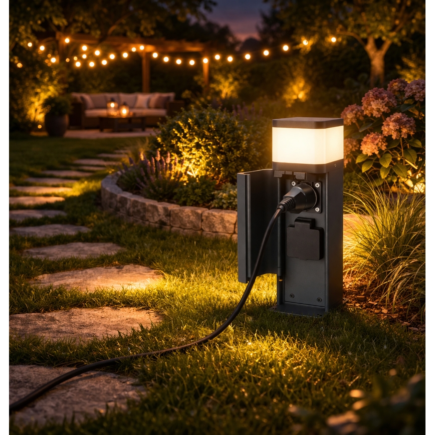 Brilagi - Lampe d'extérieur PILLAR avec 2 prises SCHUKO 1xG9/11W/230V IP44 anthracite