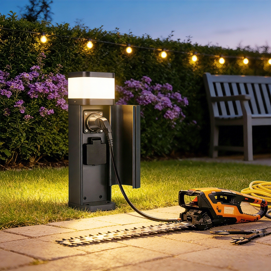 Brilagi - Lampe d'extérieur PILLAR avec 2 prises SCHUKO 1xG9/11W/230V IP44 anthracite