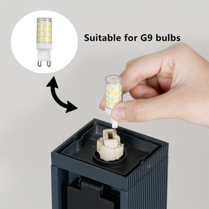 Brilagi - Lampe d'extérieur à 2 prises SCHUKO PILLAR 1xG9/11W/230V IP44 anthracite
