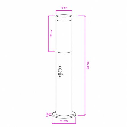 BRILAGI - Lampe extérieure ELIA avec détecteur de mouvement 1xE27/20W/230V IP44 50 cm chrome mat