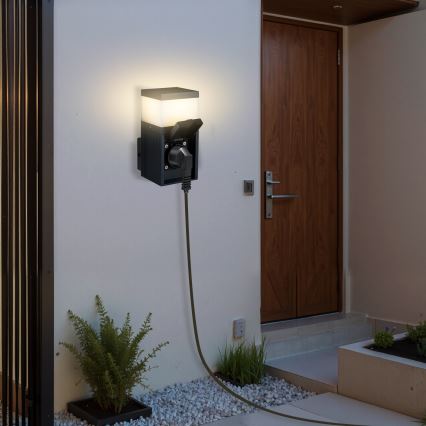 Brilagi - Applique murale d'extérieur avec prise SCHUKO PILLAR 1xG9/11W/230V IP44 anthracite