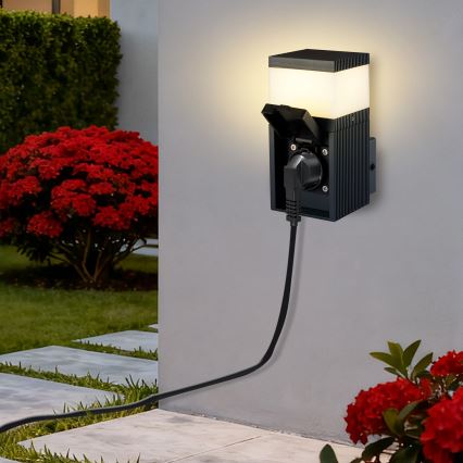 BRILAGI - Applique murale d'extérieur avec prise SCHUKO PILLAR 1xG9/11W/230V IP44 anthracite