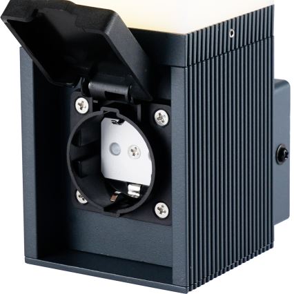 BRILAGI - Applique murale d'extérieur avec prise SCHUKO PILLAR 1xG9/11W/230V IP44 anthracite