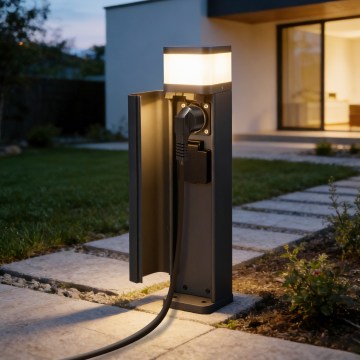 Brilagi - Lampe d'extérieur PILLAR avec 2 prises SCHUKO, 1xG9/11W/230V, IP44, anthracite