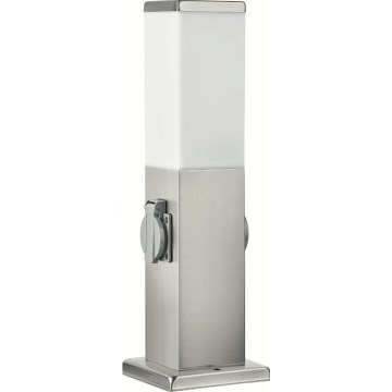 Brilagi - Lampe d'extérieur pratique avec 2 prises SCHUKO 1xE27/15W/230V 40 cm IP44 chrome mat