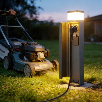 Brilagi - Lampe d'extérieur PILLAR avec 2 prises SCHUKO, 1xG9/11W/230V, IP44, anthracite