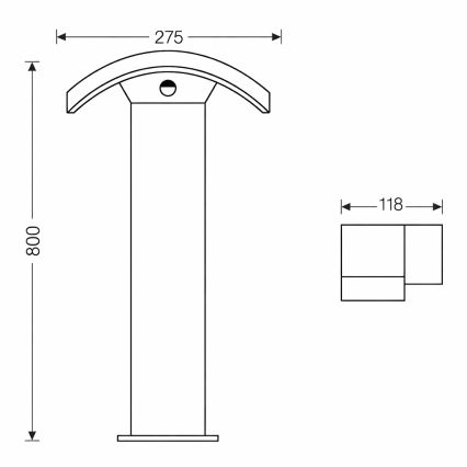 Brilagi - Lampe extérieure LED avec capteur ARCELO LED/9W/230V 80 cm IP54