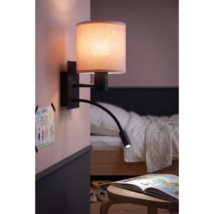 BRILAGI - Lampe murale LED flexible BOBO 1xE27/25W/230V + LED/3W noire/rose