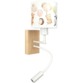 Brilagi - Lampe murale flexible LED pour enfant BOBO WOOD 1xE27/25W/230V + LED/3W chêne/blanc/motifs animaux