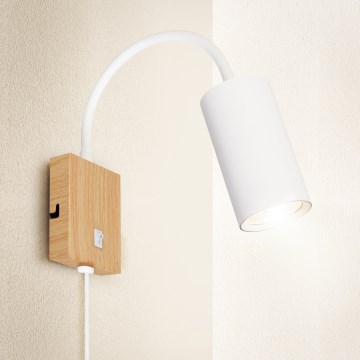 Brilagi - Lampe murale flexible SELE 1xGU10/30W/230V blanche/décor chêne