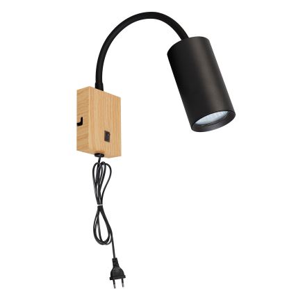 Brilagi - Applique murale flexible avec interrupteur SELE 1xGU10/30W/230V noir/décor chêne