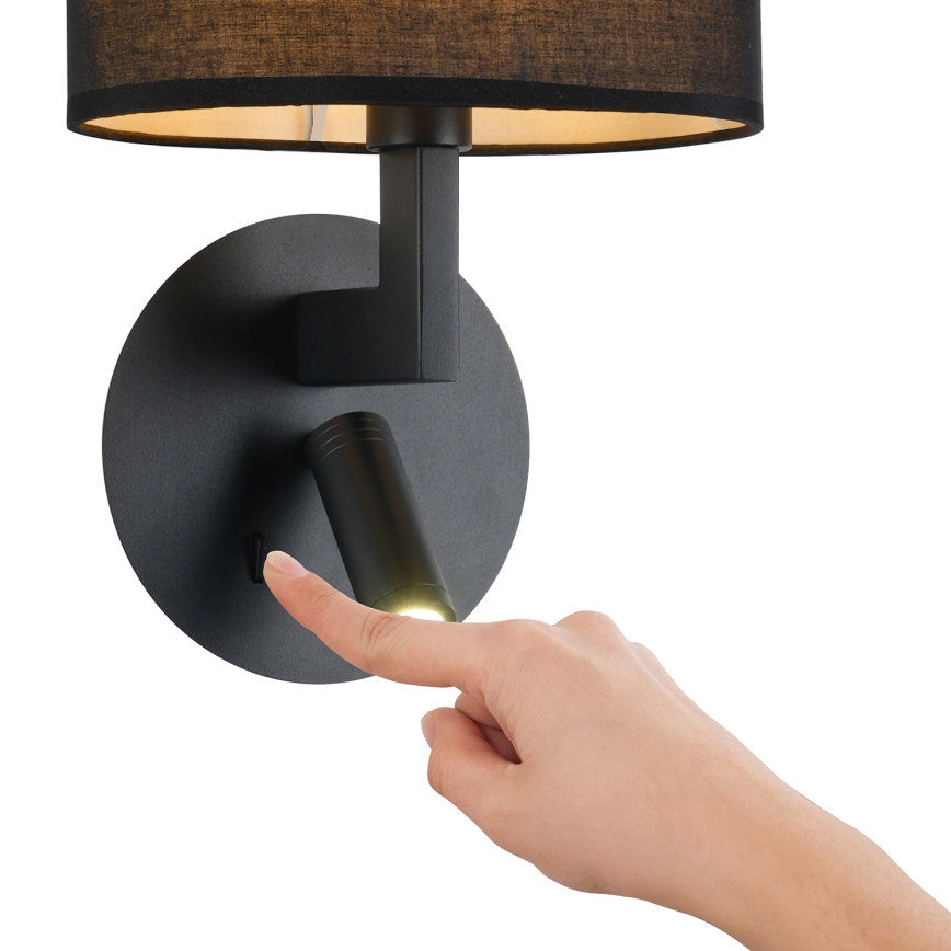 Brilagi - Lampe murale LED DAYA 1xE14/40W/230V + LED/3W noir