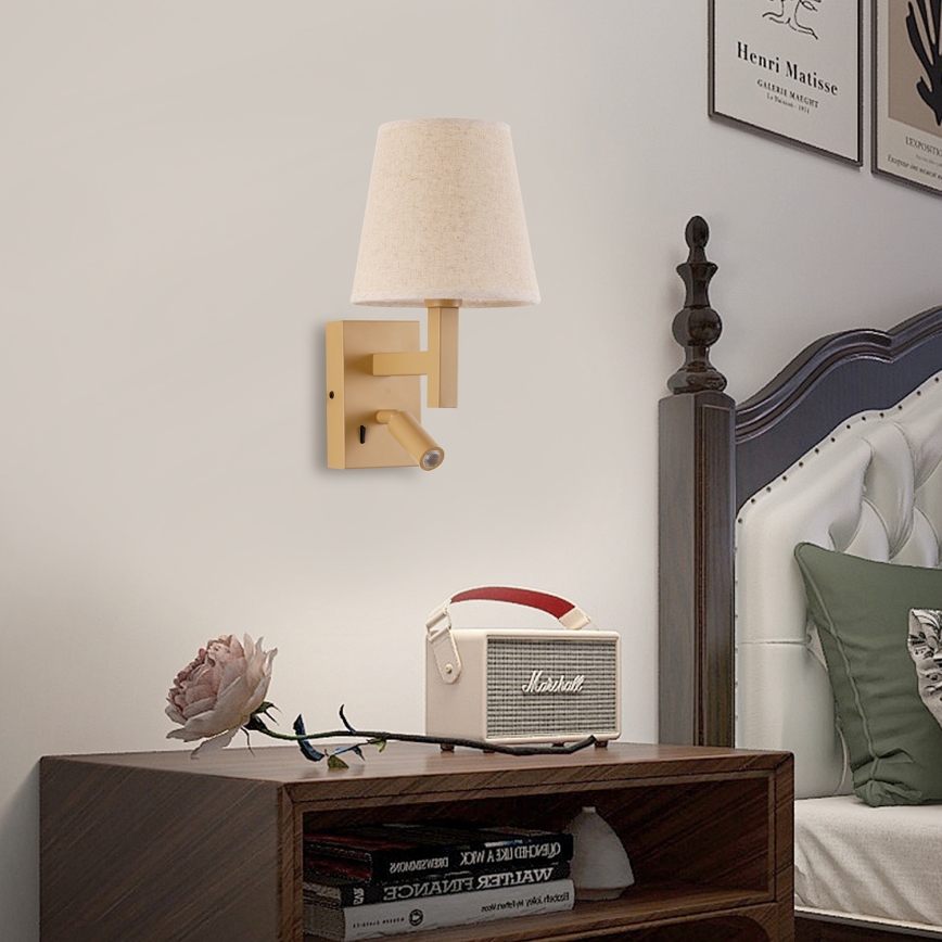 Brilagi - Lampe murale LED DEYA 1xE14/40W/230V + LED/3W lin/doré