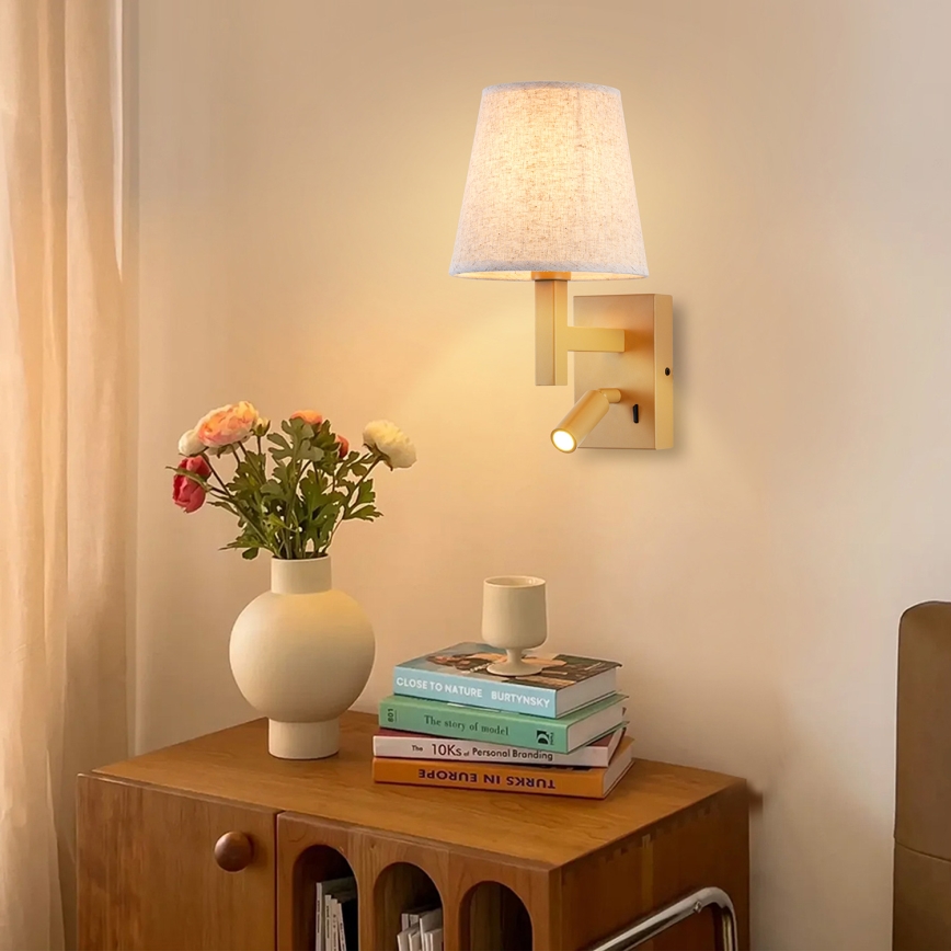 Brilagi - Lampe murale LED DEYA 1xE14/40W/230V + LED/3W lin/doré