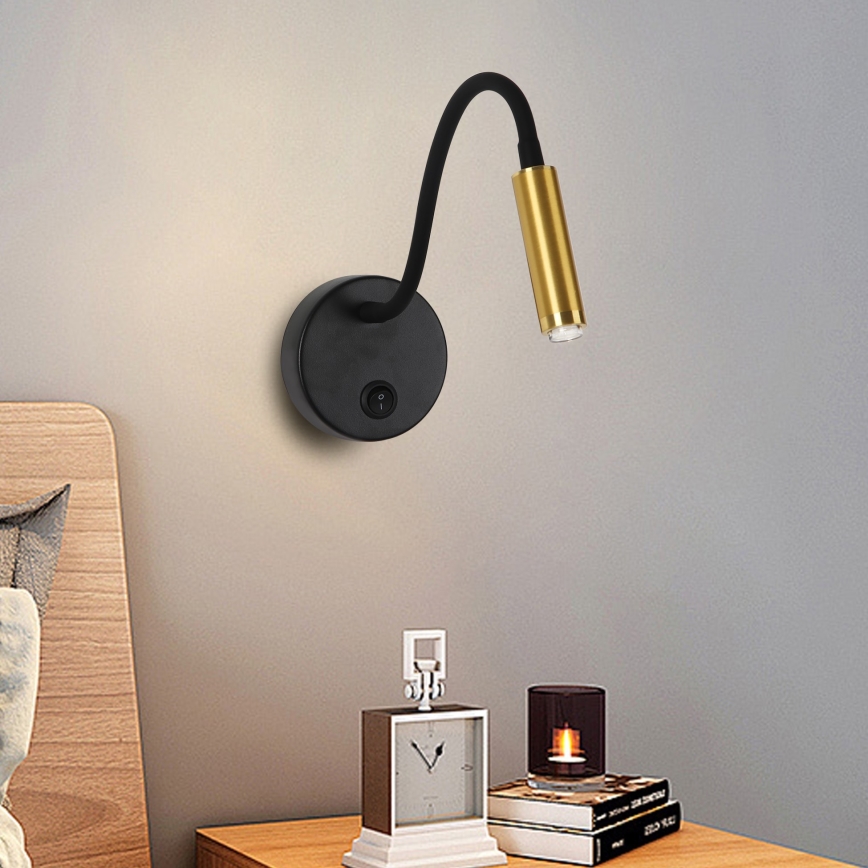Brilagi - Lampe murale flexible à intensité variable LED MAYA 1xG9/4W/230V noir/doré 2700-6500K Wi-Fi Tuya
