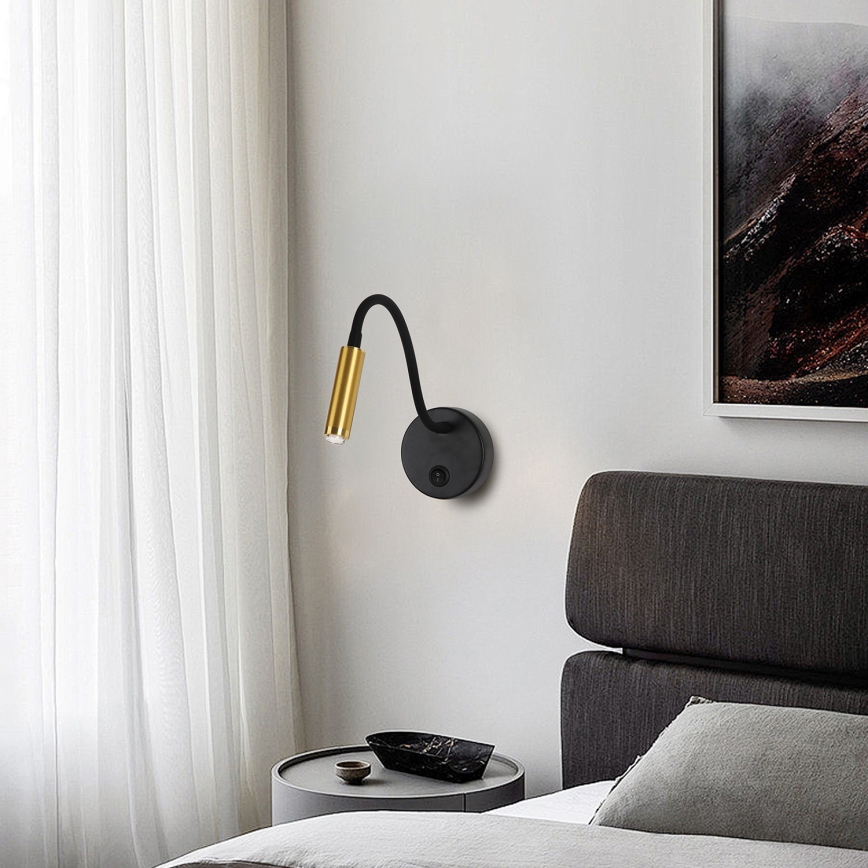 Brilagi - Lampe murale flexible à intensité variable LED MAYA 1xG9/4W/230V noir/doré 2700-6500K Wi-Fi Tuya