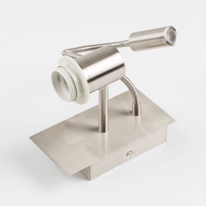 Brilagi - Lampe murale LED flexible NUBILA 1xE27/25W/230V + LED/3W chrome mat/gris clair