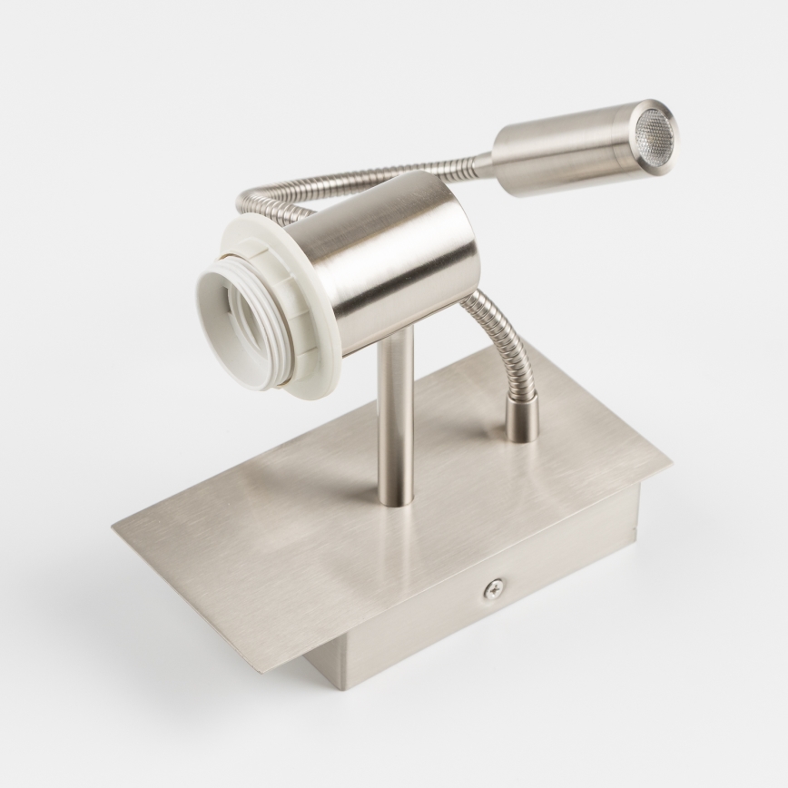 Brilagi - Lampe murale LED flexible NUBILA 1xE27/25W/230V + LED/3W chrome mat/gris clair