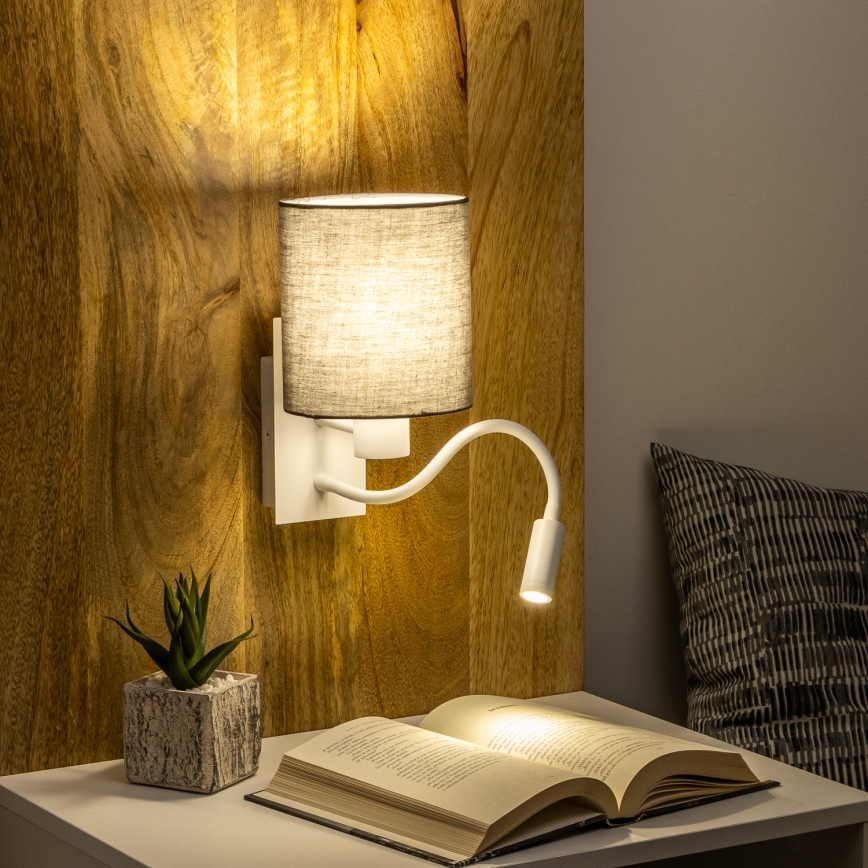 Brilagi - Applique murale LED flexible NUBILA 1xE27/25W/230V + LED/3W blanc/anthracite