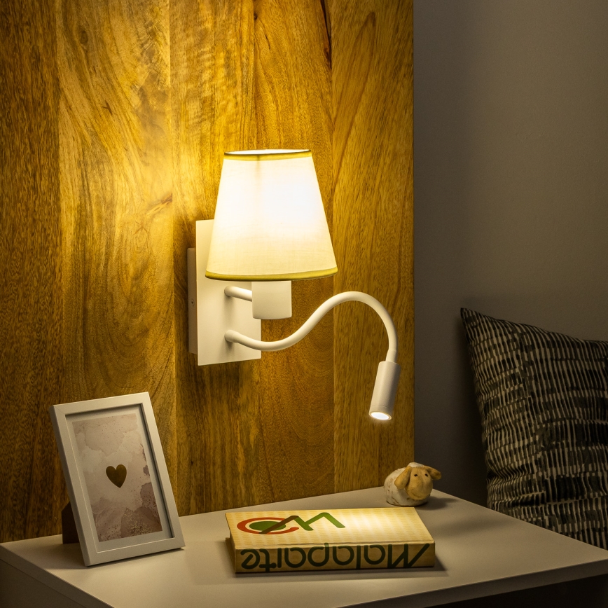 Brilagi - Applique murale LED flexible NUBILA 1xE27/25W/230V + LED/3W blanc/crème