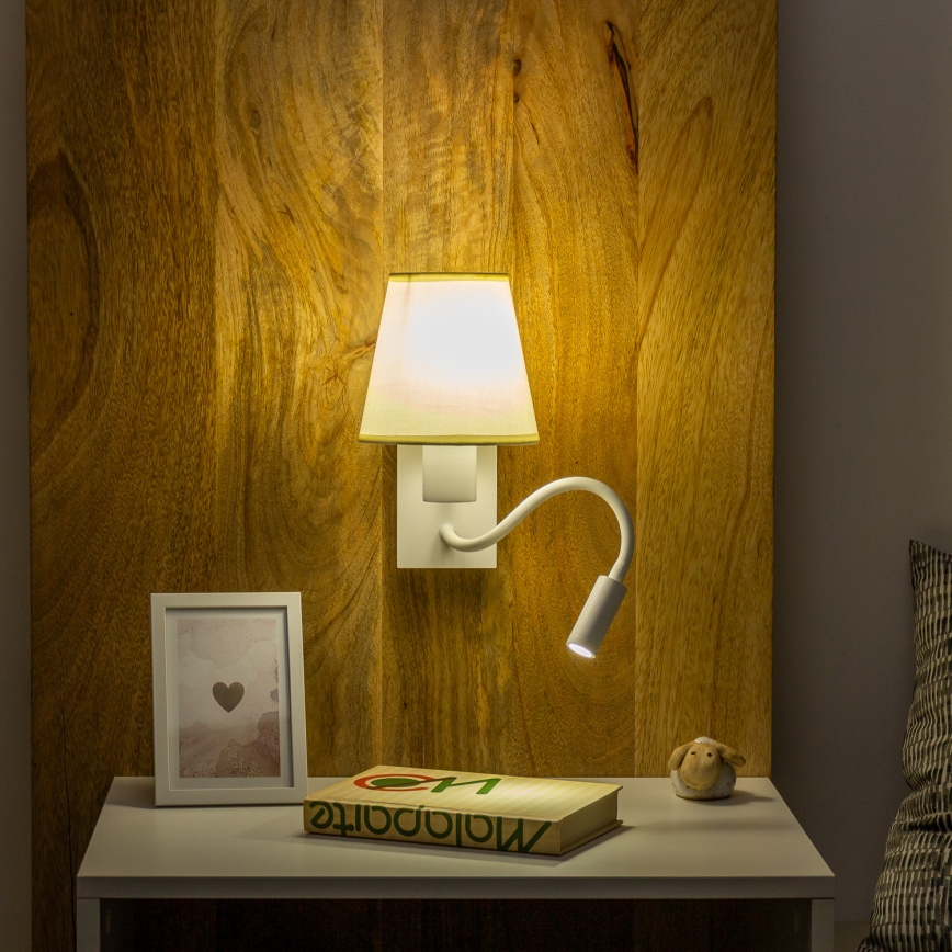 Brilagi - Applique murale LED flexible NUBILA 1xE27/25W/230V + LED/3W blanc/crème
