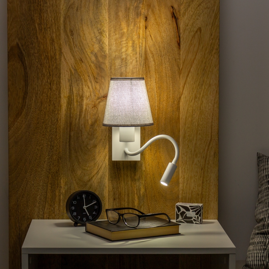 Brilagi - Applique murale LED flexible NUBILA 1xE27/25W/230V + LED/3W blanc/gris